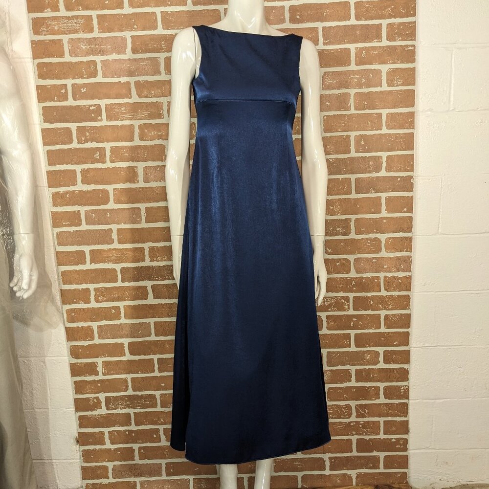 Navy Satin Semi-Formal Dress